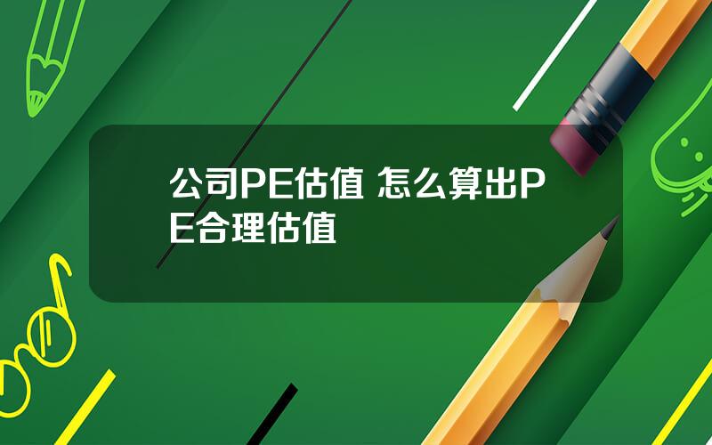 公司PE估值 怎么算出PE合理估值